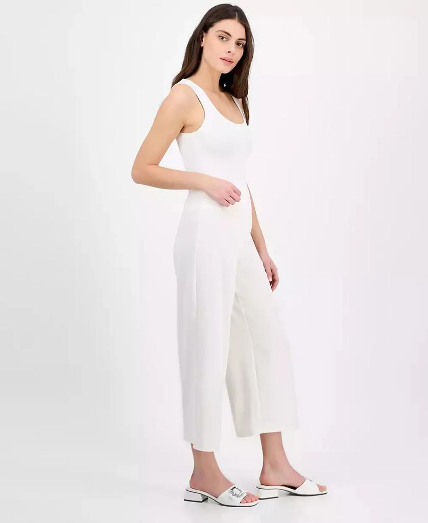Anne Klein Women's Textured Knit Crepe Pull-On Cropped Palazzo Pants 3