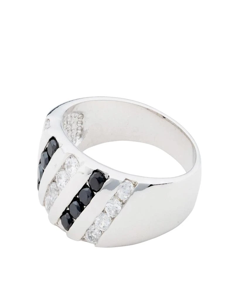 Traditions Jewelry Company Sterling Silver Channel-Set Black 
Clear Crystal Wide Band Ring 2