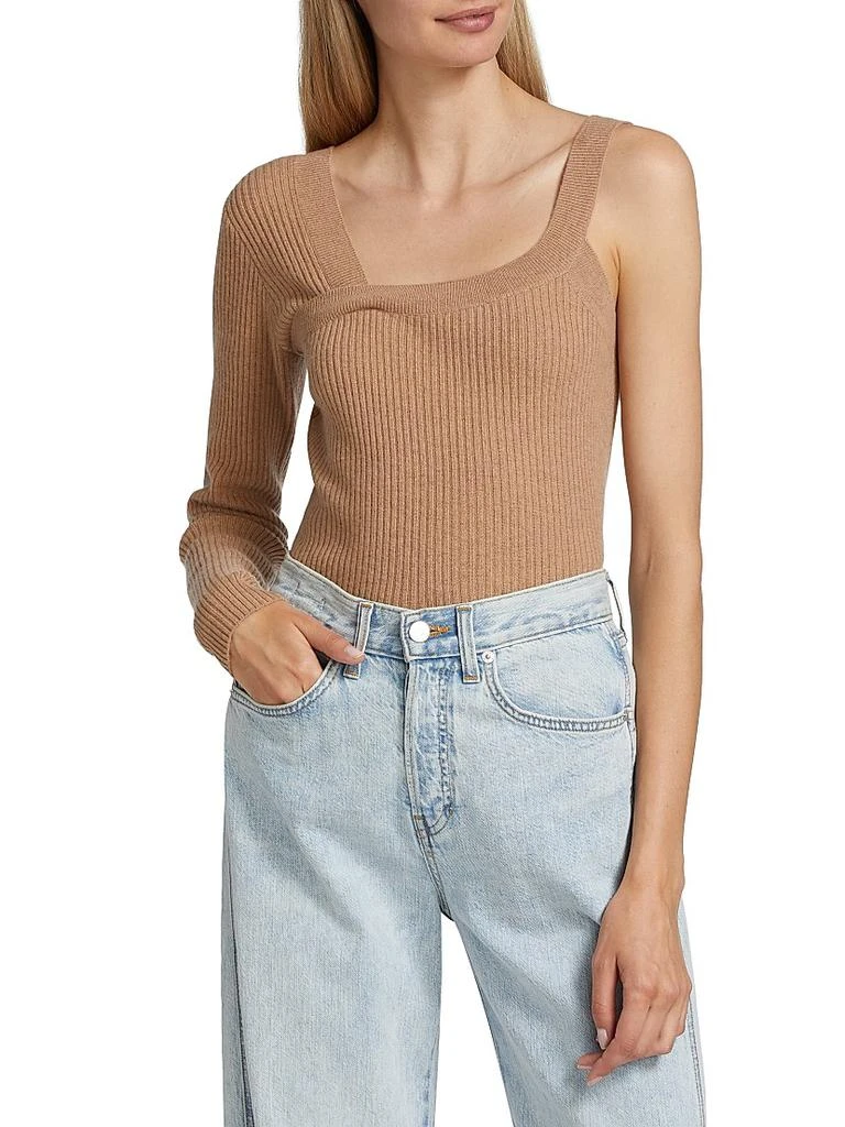 Naadam Wool-Cashmere Ribbed Asymmetrical Sweater 3
