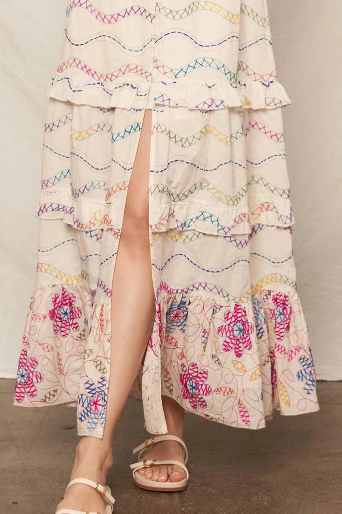 En Creme En Creme - Embroidered Tiered Maxi Dress 8