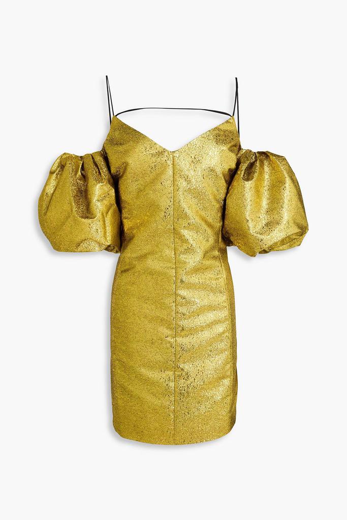 Stine Goya Brera cold-shoulder metallic fil coupé jacquard mini dress