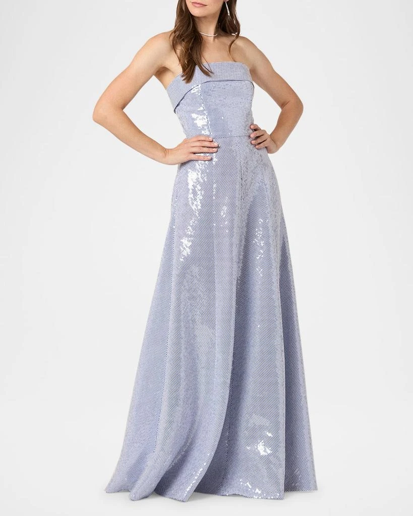 Shoshanna Bennett Strapless Striped Sequin Gown 2