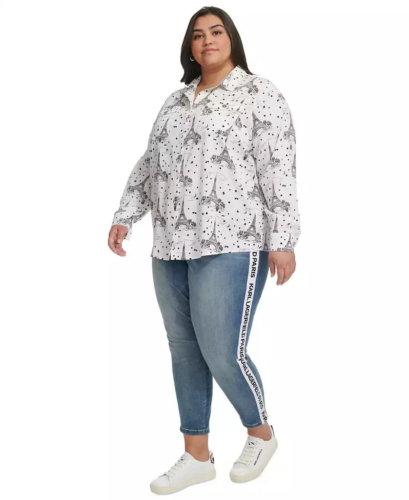 Karl Lagerfeld Paris Plus Size Whimsical Woven Shirt, First@Macy’s 5