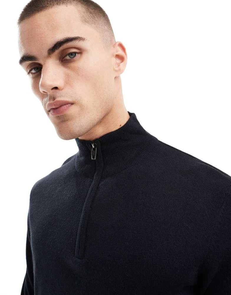 French Connection Mens French Connection soft touch half zip jumper in navy 4