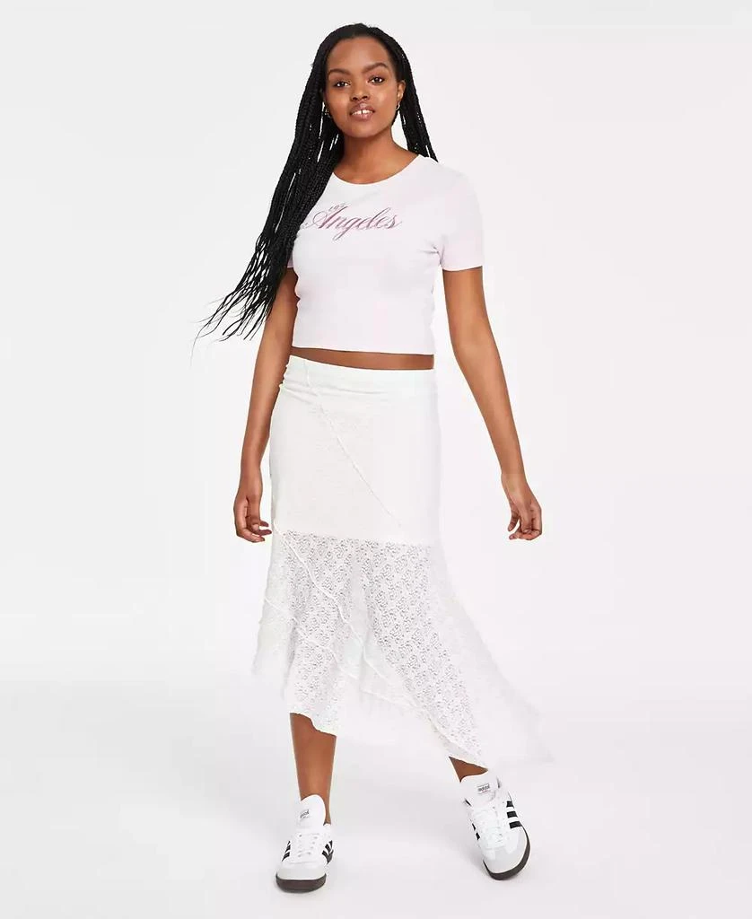 Ultra Flirt Juniors' Lace Pull-On Asymmetric Midi Skirt 4