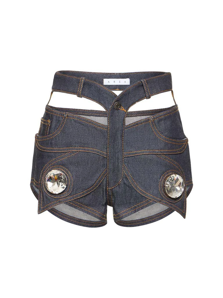 AREA Butterfly Raw Cotton Denim Hot Pants 1