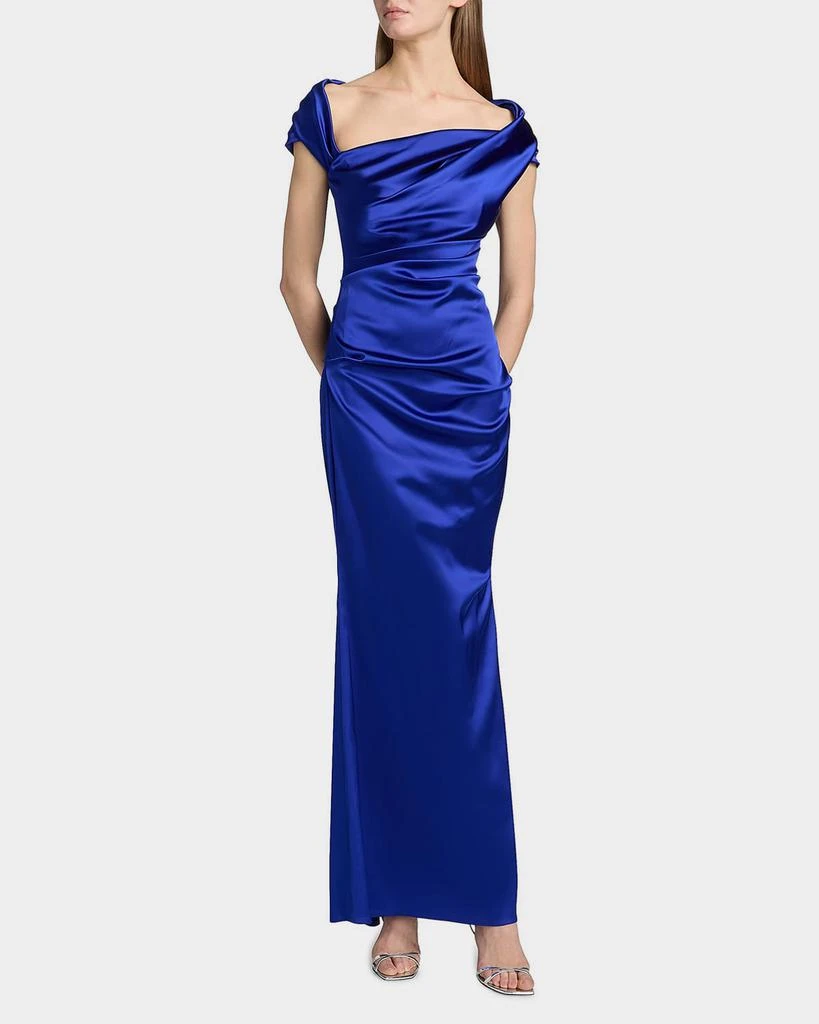 Talbot Runhof Asymmetric Draped Satin Gown 2