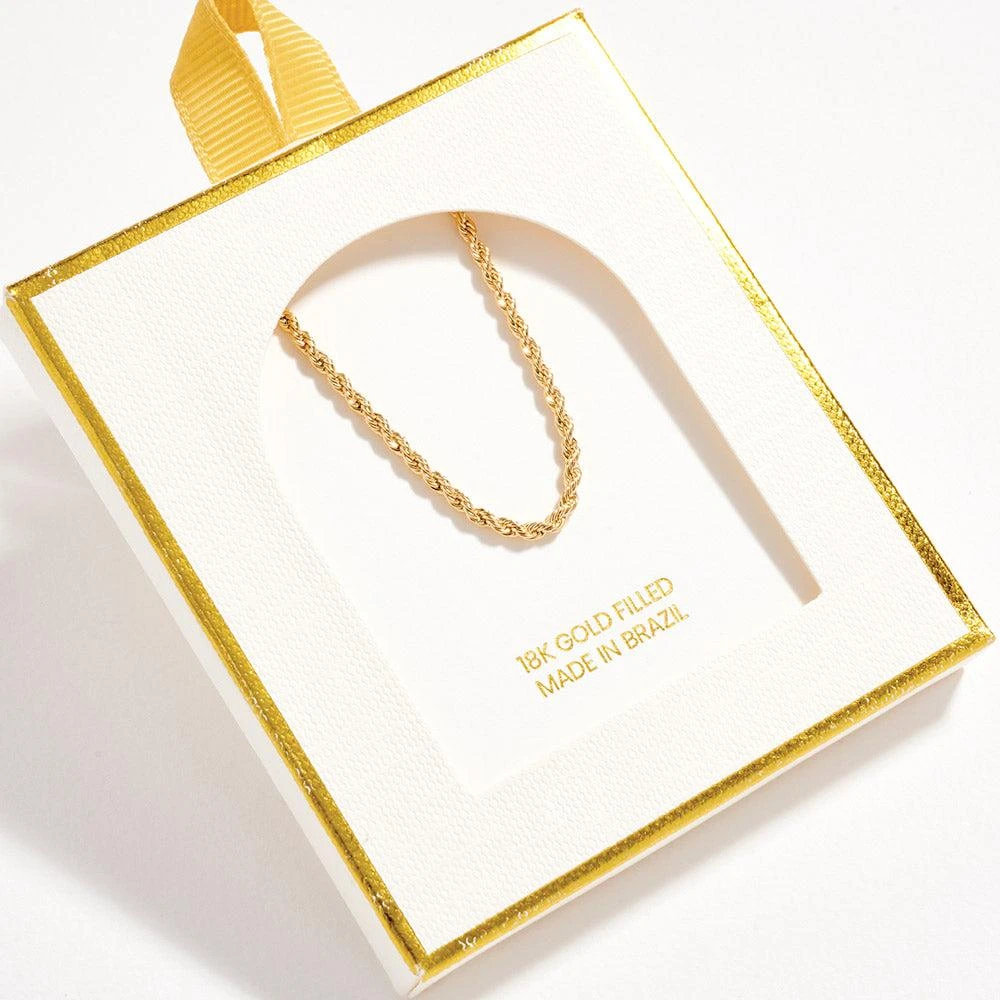 FASHNZFAB 18K Gold Filled Rope Chain Necklace