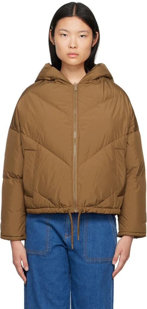 Yves Salomon Brown Hooded Reversible Down Jacket 1