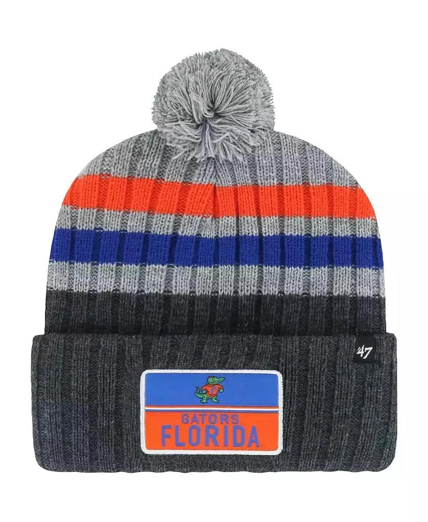 47 Brand Men's Charcoal Florida Gators Stack Striped Cuffed Knit Hat with Pom 1