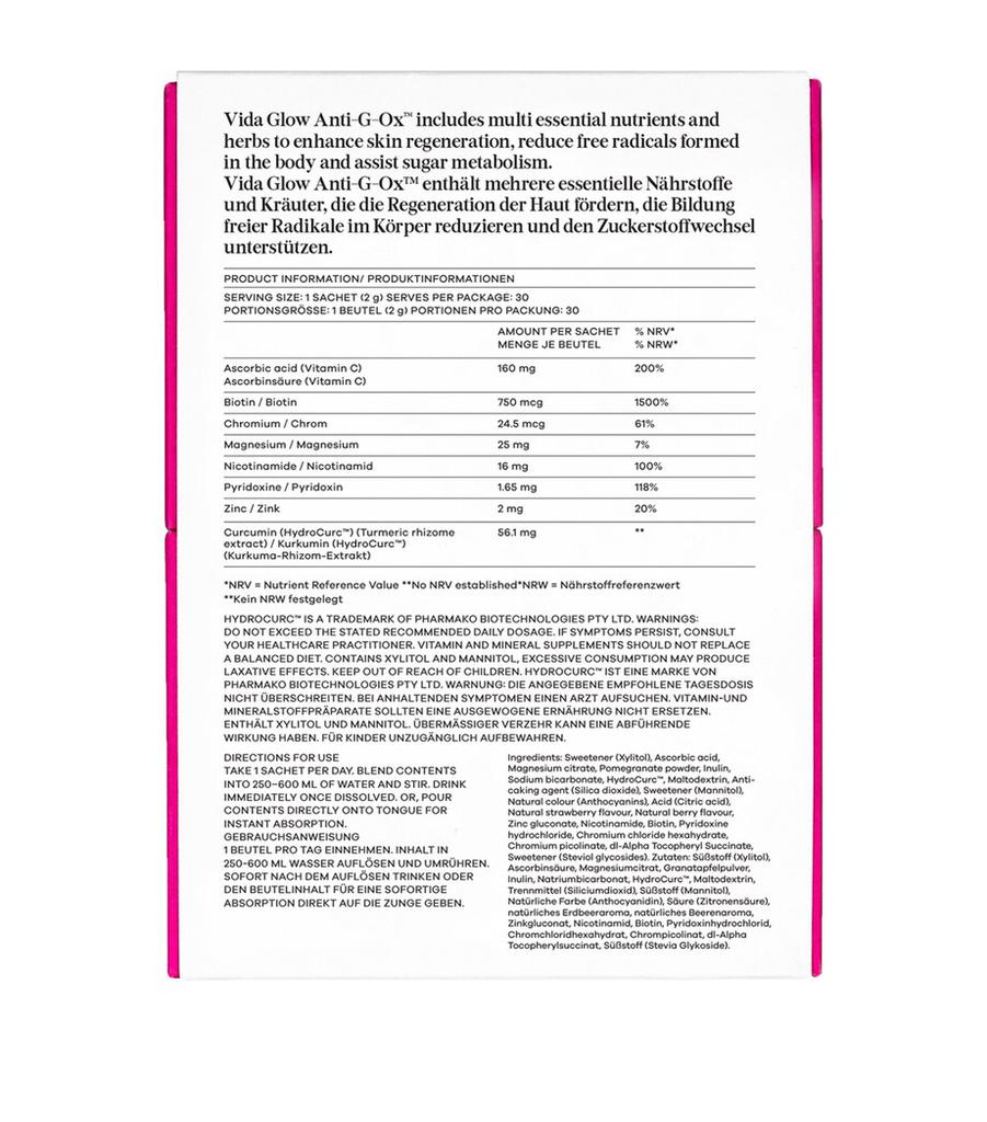 Vida Glow Anti-G-Ox Daily Supplement (30 x 2g)