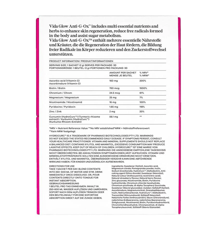 Vida Glow Anti-G-Ox Daily Supplement (30 x 2g) 2