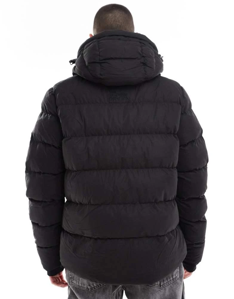 Superdry Superdry Hooded microfibre sport puffer jacket in black 3
