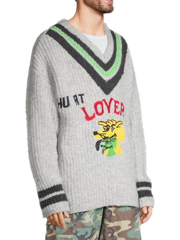 ERL Hurt Lover Wool-Blend V-Neck Sweater 6