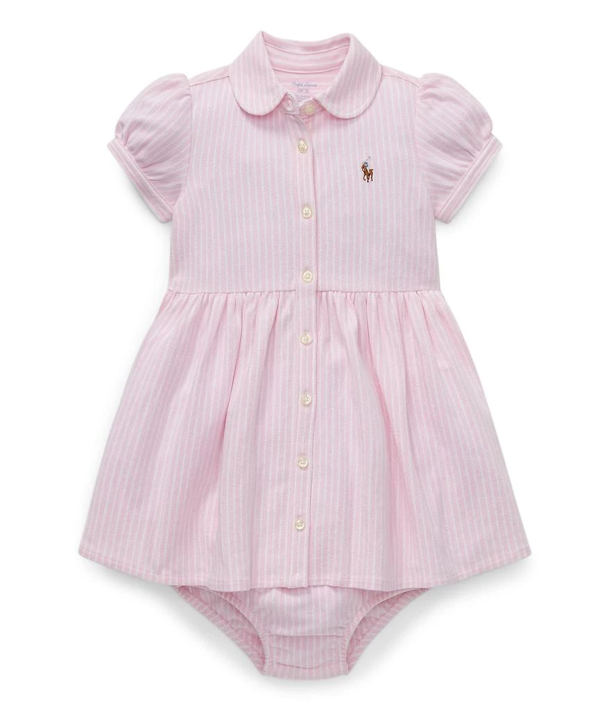 Ralph Lauren Striped Knit Oxford Dress (Infant)