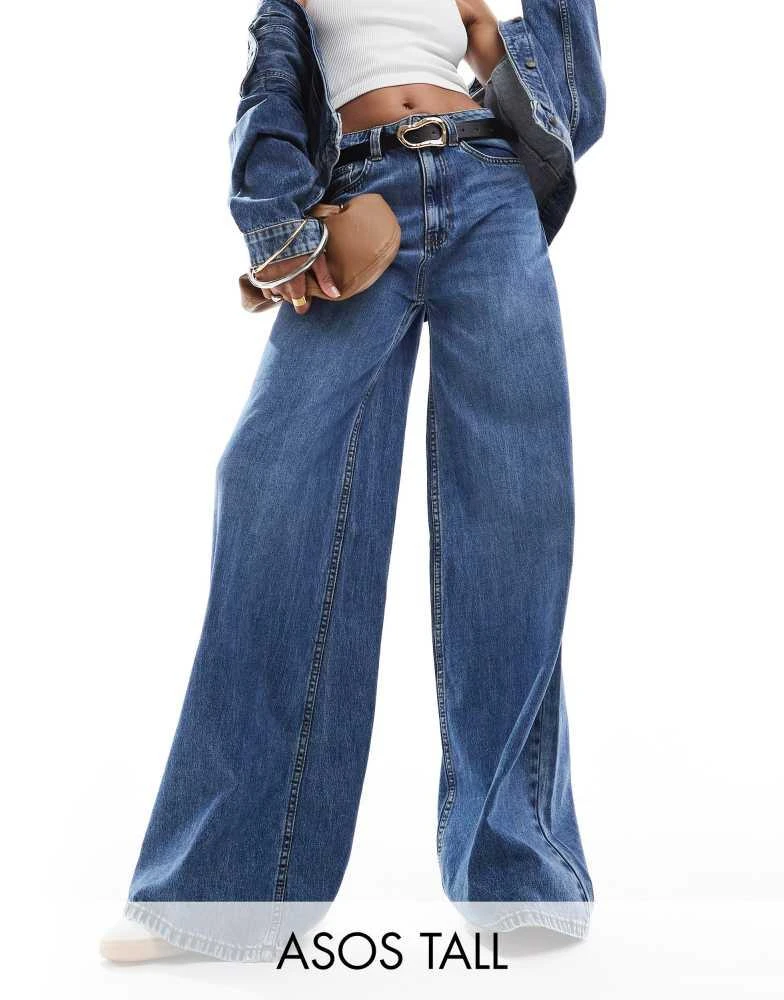 ASOS ASOS DESIGN Tall wide leg jean in mid blue - MBLUE 1