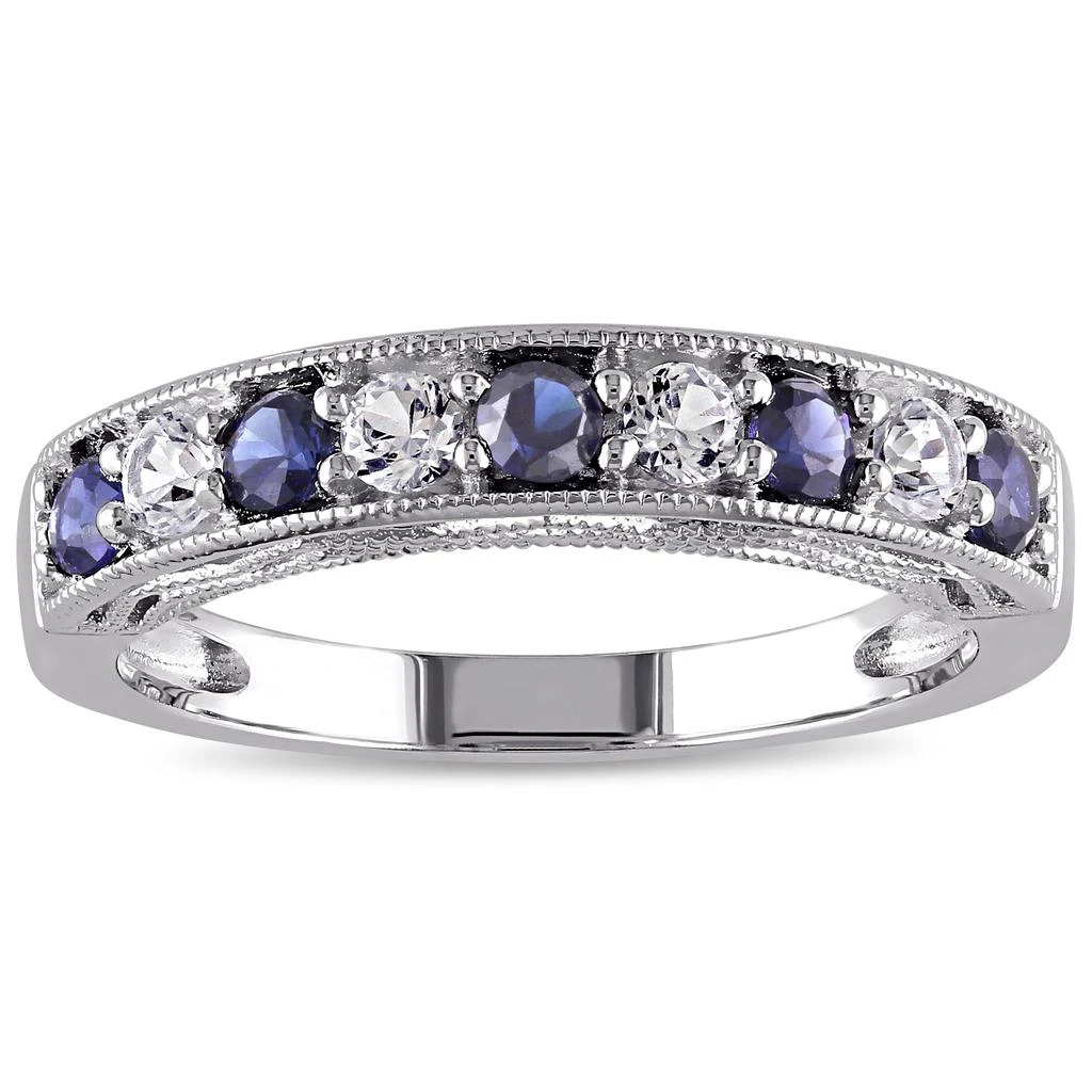 Mimi 
Max 4/5ct TGW Created Blue and Created White Sapphire Anniversary Band in Sterling Silver 5