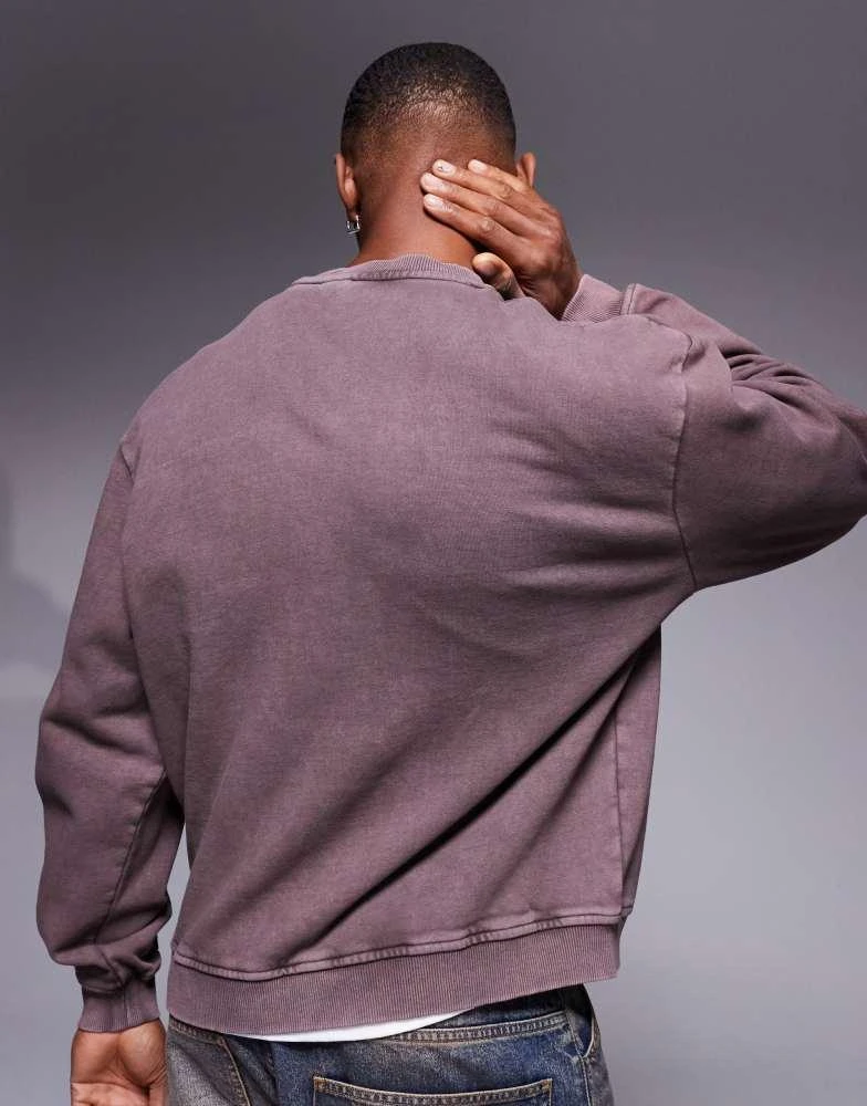 ASOS ASOS DESIGN boxy oversized sweatshirt in washed dark brown 3