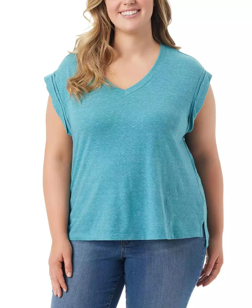 Jessica Simpson Trendy Plus Size Hester Cropped V-Neck T-Shirt 1