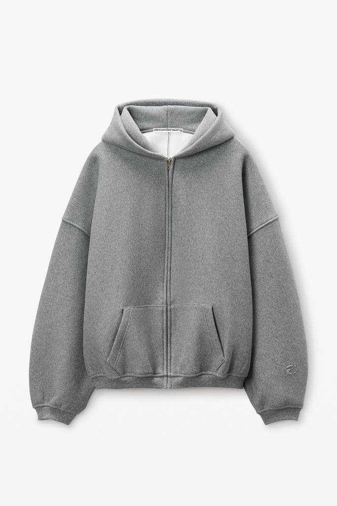 Alexander Wang STAR ZIP UP HOODIE IN DENSE FLEECE