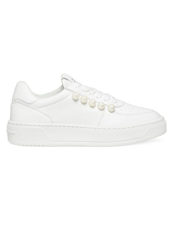 Stuart Weitzman Courtside Pearl Leather Low Top Sneakers 1