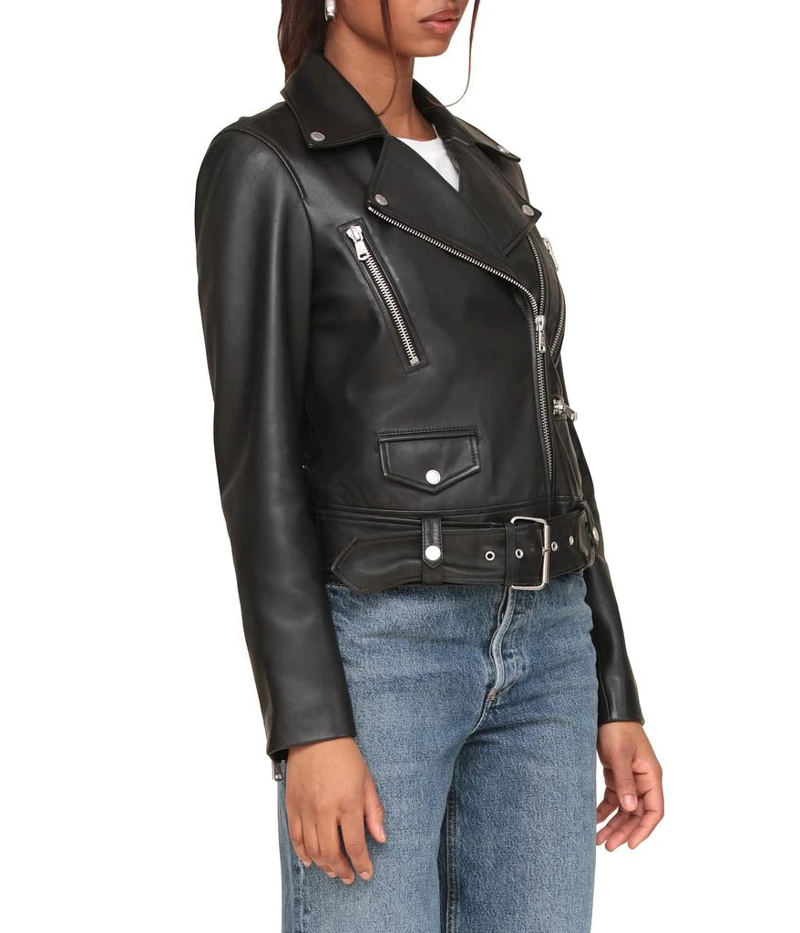 Avec Les Filles Genuine Leather Belted Biker Jacket 2