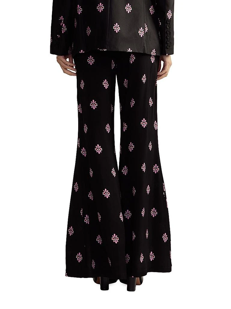 Cynthia Rowley Floral Twill High-Waist Flared Pants 3
