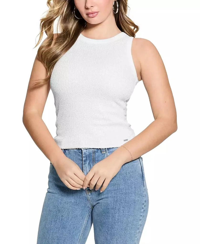 GUESS Women's Alexia Sequin Cotton Sleeveless Top 3