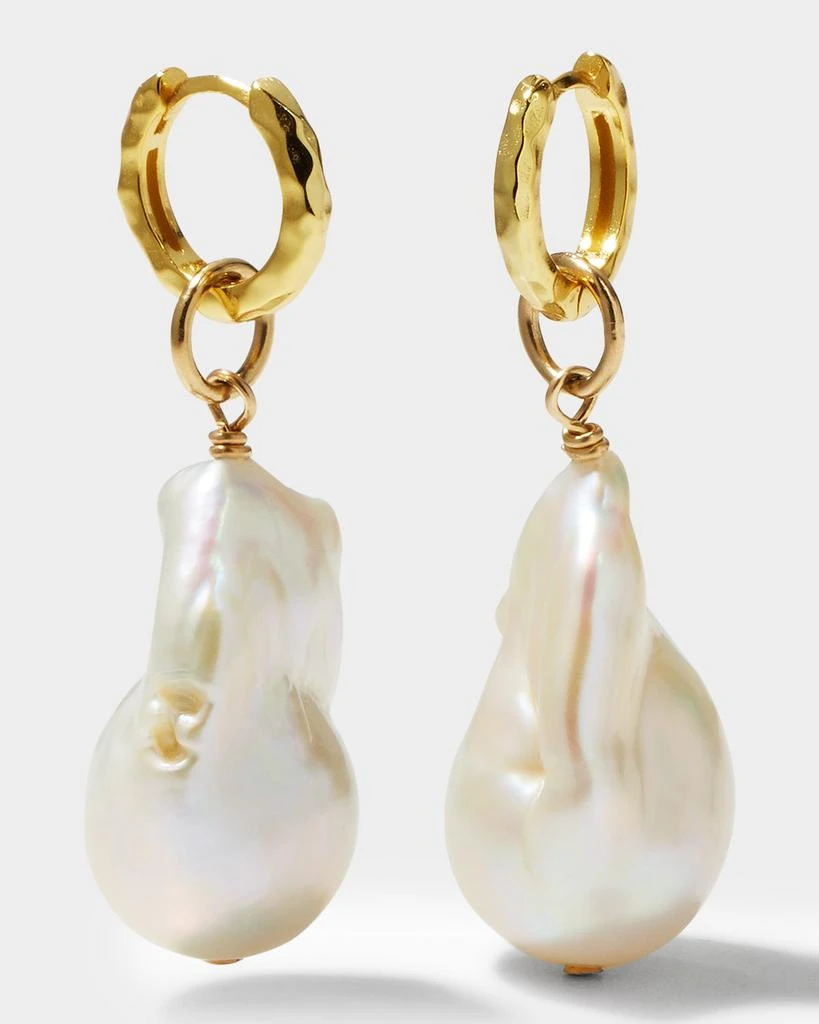 Margo Morrison Baroque Pearl Hammered Huggie Earrings 3