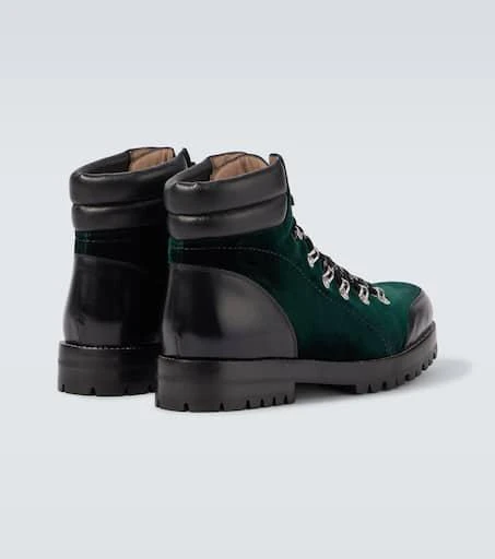 Manolo Blahnik Janka leather-trimmed velvet combat boots 6