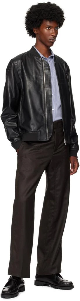 Paul Smith Black Zip Leather Bomber Jacket 4
