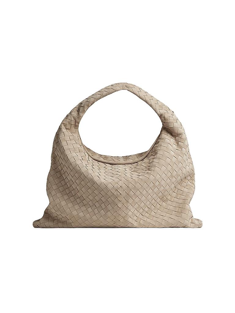 Shop Large Hop Intrecciato Suede Hobo Bag on Sale at