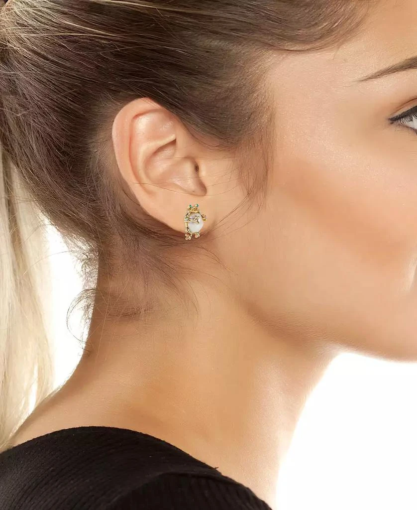 Betsey Johnson Faux Stone Cultivated Pearl Frog Stud Earrings 3