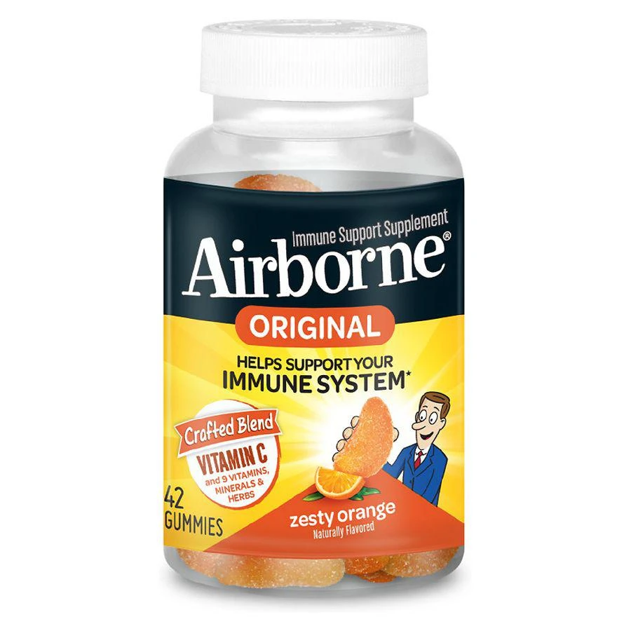 Airborne Vitamin C, E, Zinc, Minerals & Herbs Immune Support Supplement Gummies Orange 1