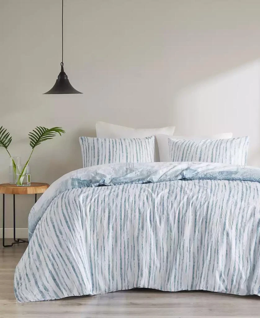 Natori Natori Brush Stroke Oversized Reversible Seersucker 3 Piece Duvet Cover Set, Full/Queen 3