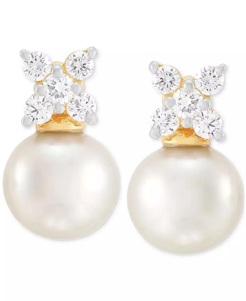 Shop Cultured Freshwater Pearl (8mm) & Lab Grown Diamond (1/3 ct. t.w ...