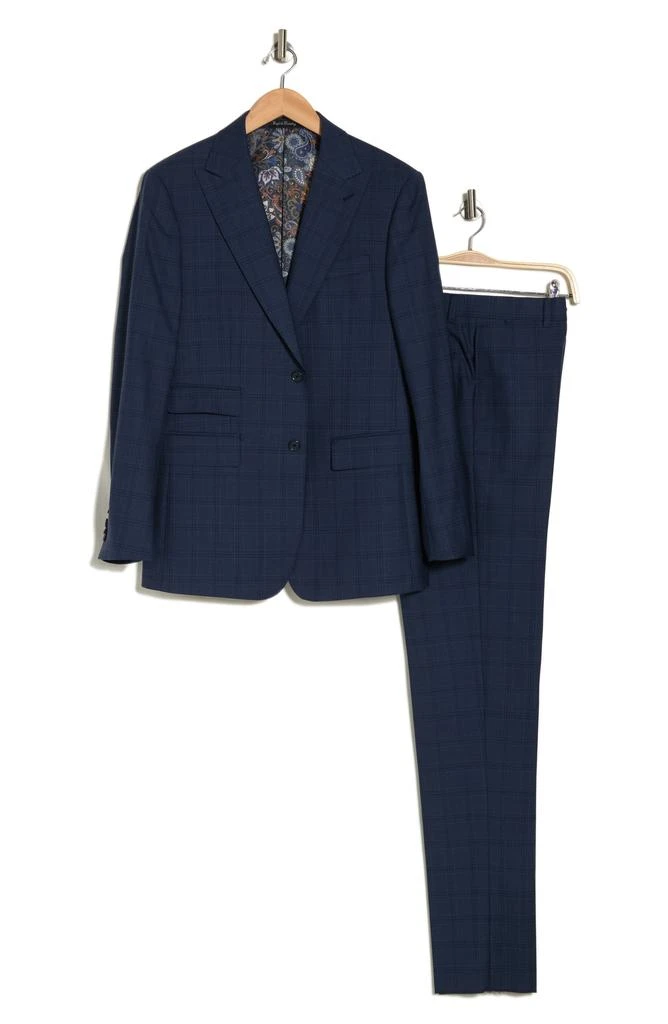English Laundry Plaid Trim Fit Wool Blend Two-Piece Suit 3