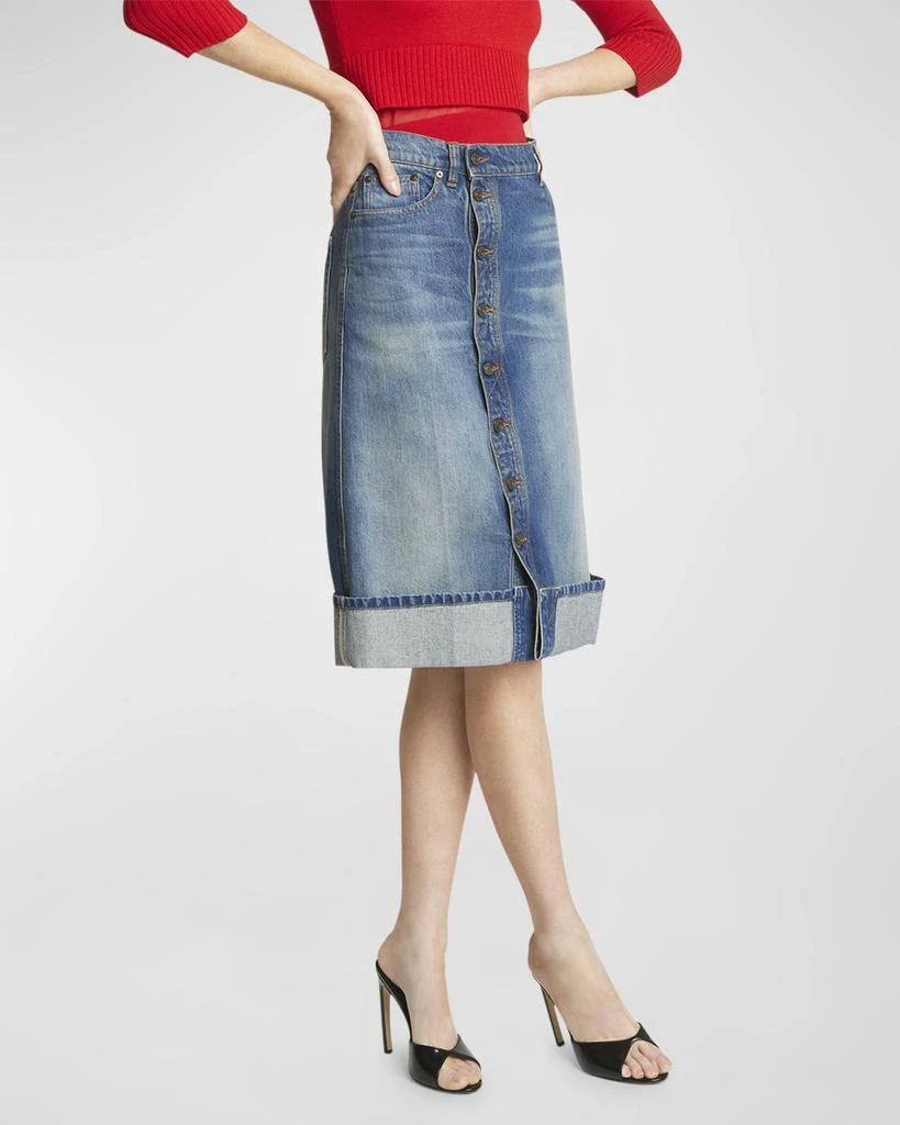 Victoria Beckham Button-Front Denim Skirt 7
