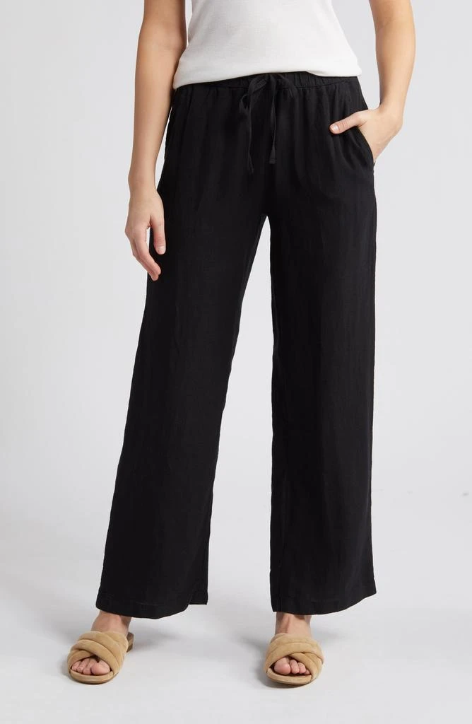 Caslon Drawstring Straight Leg Linen Pants 1