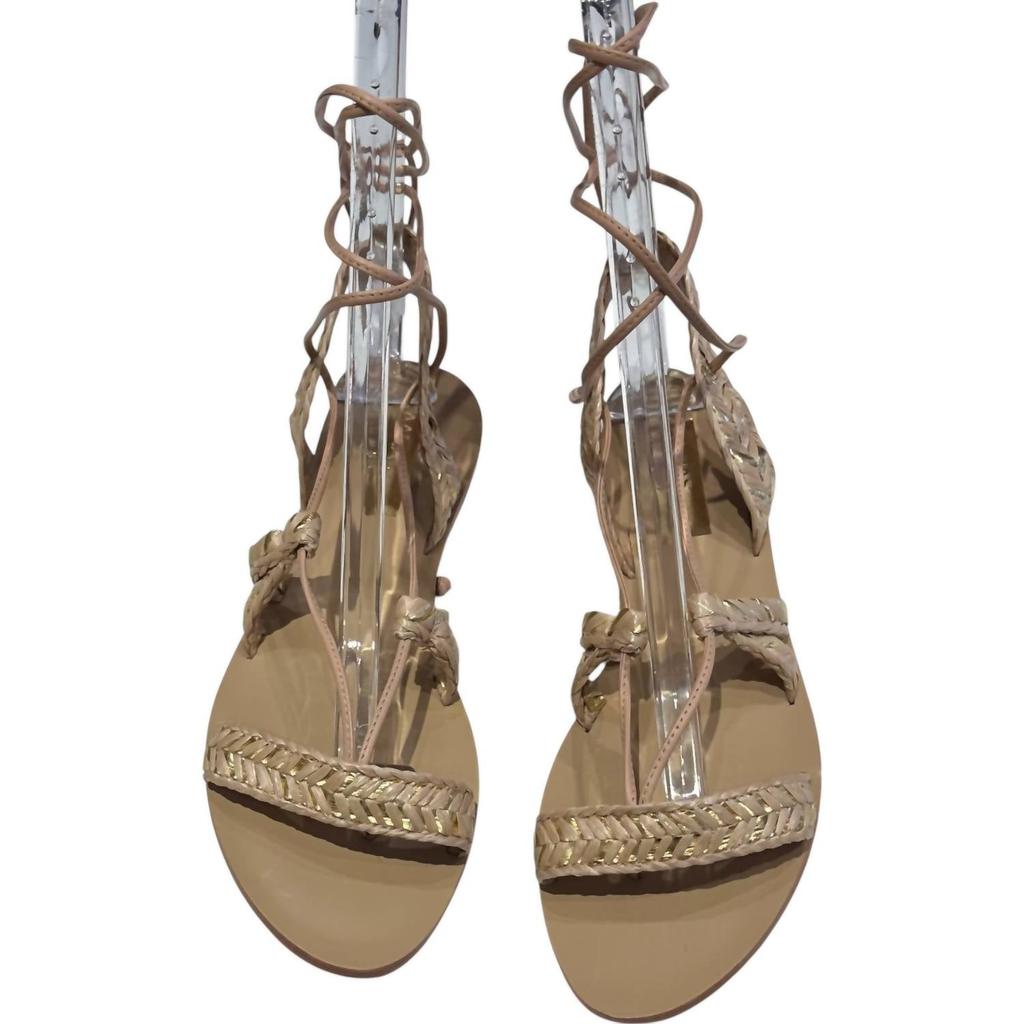 Kaanas Kaanas - Women's Raffia Ankle Wrap Sandals