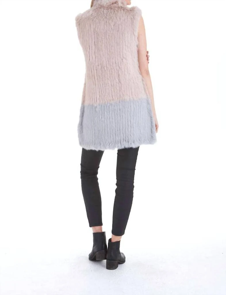Love Token Alexa Fur Vest In Blush/grey 2