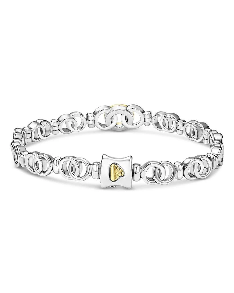 LAGOS 18K Yellow Gold 
Sterling Silver Signature Caviar Diamond Interlocking Ring Link Bracelet 3