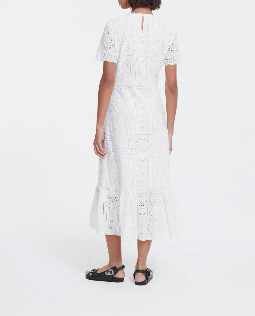 The Kooples The Kooples - Robe Longue Brodée Coton Blanche Col Rond - Femme 4