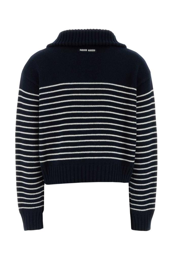 Miu Miu Half-Zipped Striped Knitted Jumper – On Sale Now with Up