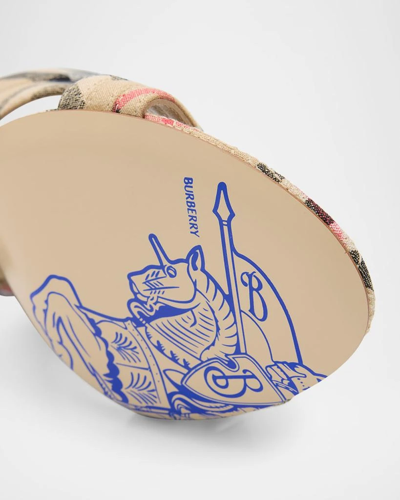 Burberry Sloanne Woven Linen Block-Heel Sandals 6