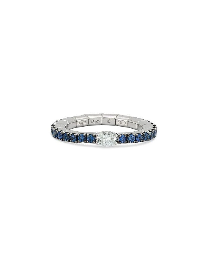 Roberto Demeglio 18K White Gold Extensible by Demeglio Diamond Oval 
Blue Sapphire Stretch Band