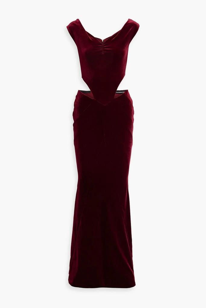 retrofête Giada off-the-shoulder cutout velvet gown 1