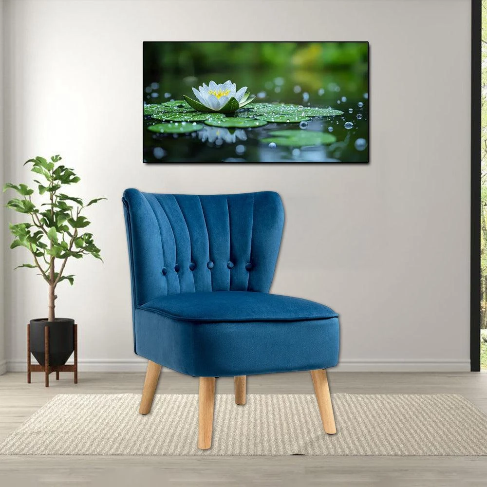 Hivvago Contemporary Tufted Velvet Armless Chair with Wooden Legs