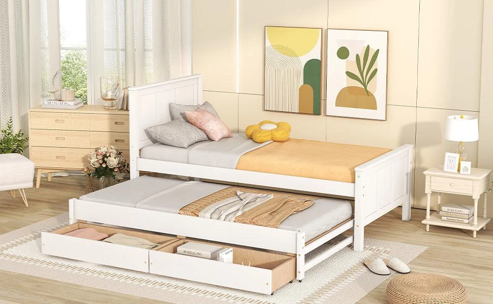 Streamdale Furniture Streamdale Twin Size Platform Bed With Trundle And Drawers 4