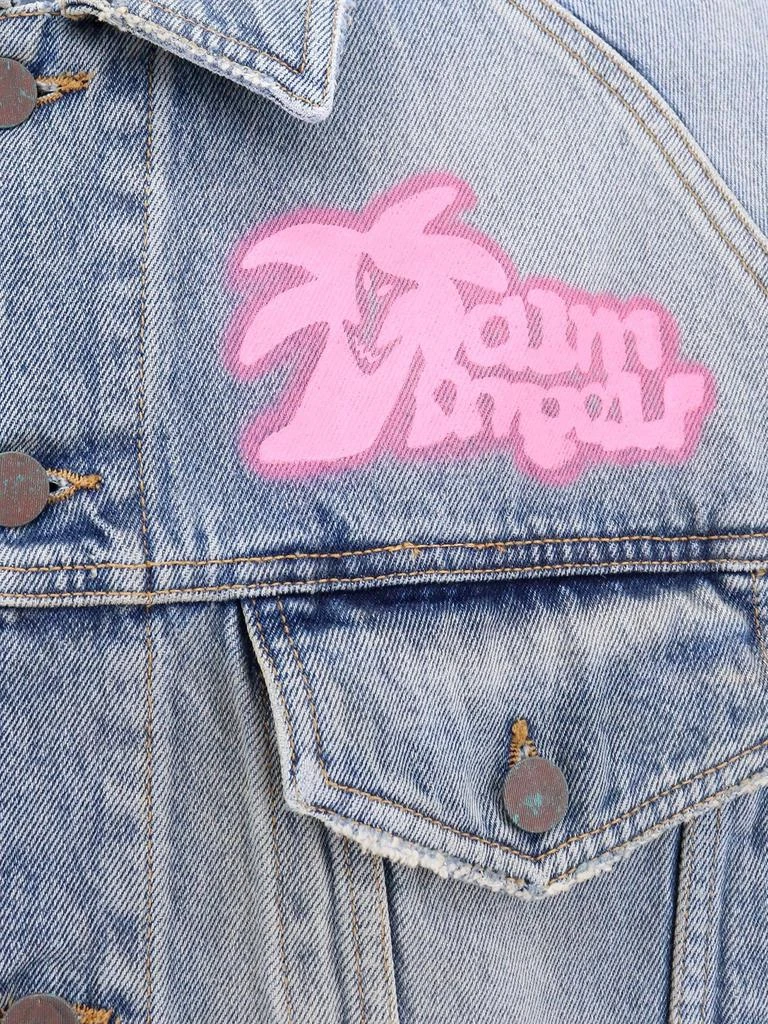 Palm Angels Palm Angels Graffiti Printed Distressed Denim Jacket 3